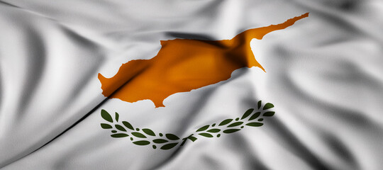 Wall Mural - Waving flag concept. National flag of the Republic of Cyprus. Waving background. 3D rendering.
