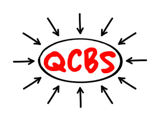 Poster - qcbs - quality and cost based selection acronym text with arrows, business concept for presentations