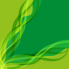 Abstract green poster background with smooth wave lines