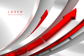 Wall Mural - abstract red and white background with arrows