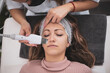 Hydrofacial machine Facial cavitation procedure. Beauty salon treatment. Electric spa equipment. Medicine patient device. Acne removal.