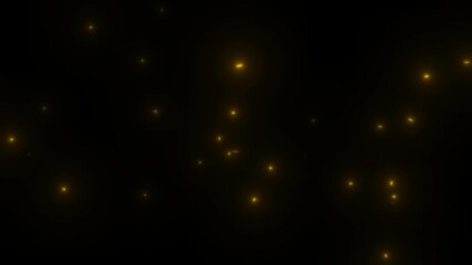Poster - Yellow lights on a black background are moving fast. Golden fireflies.