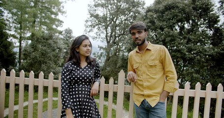 Canvas Print - A lovely Indian couple walking in a park