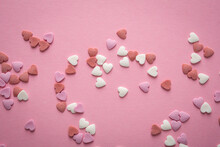 Sugar Candies In Shape Of Hearts Valentine's Day Concept