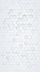Leinwandbilder - Hexagon white and gold background. honeycomb concept. Vertical size.