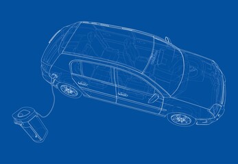 Poster - Electric Vehicle Charging Station Sketch