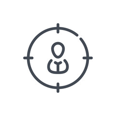 Fototapete - Target audience line icon. Person with target vector outline sign.