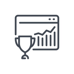 Fototapete - Top sales line icon. Website with trophy cup and statistic report vector outline sign.