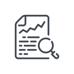 Fototapete - Report search line icon. Financial document with magnifier glass vector outline sign.