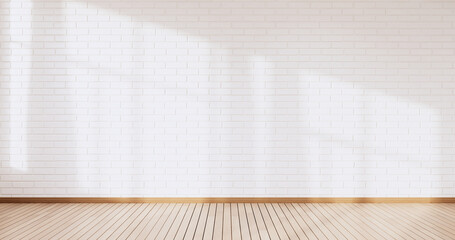 Wall Mural - Empty Loft style with white brick design loft style.3D rendering