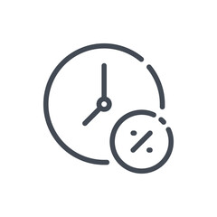 Poster - Loan interest line icon. Time and percentage in circle vector outline sign.