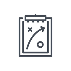 Fototapete - Strategy and Plan line icon. Clipboard with tactics scheme vector outline sign.