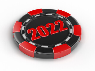 Poster - chip of casino 2022. Image with clipping path