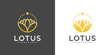 Minimalist Lotus  Logo With Unique Line Art Shape, Gradient Colour Style Premium Vekto. Part 1