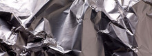 Close-up Crumpled Aluminum Foil Background