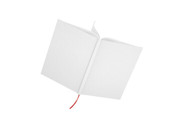 Fototapete - Opened Book Mockup with White Cover and Free Space for Your Design. 3d Rendering