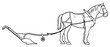 Plow horse outline stock illustration.