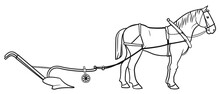 Plow Horse Outline Stock Illustration.
