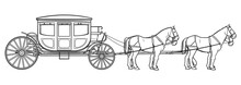 Carriage With Four Horses Stock Illustration.