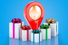 Map Pointer With Presents, 3D Rendering