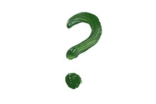 Green Painted Question Mark Isolated On White