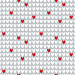 Knitted seamless cozy pattern with hearts. Traditional holiday background. Vector illustration for Valentines Day.