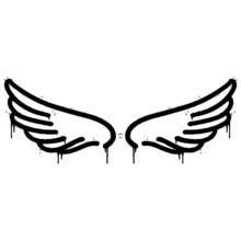 Graffiti Spray Wings With Over Spray In Black Over White. Vector Illustration.