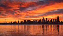 Seattle Downtown With Glorious Sunrise