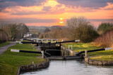 Kennet and Avon canal atCaen Hill, sunset.