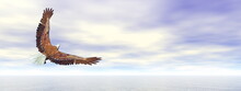 Eagle Bird Flying Over The Water - 3D Render