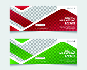 Wall Mural - Digital marketing agency corporate business marketing cover and banner design template file with layered design