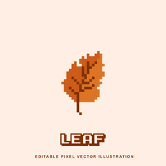 Pixel leaf icon vector illustration for video game asset, motion graphic and others