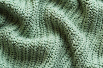 Wall Mural - Beautiful pale green knitted fabric as background, top view