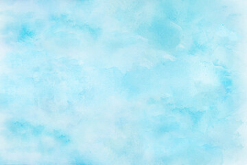 Wall Mural - watercolor illustration art abstract blue color texture background, clouds and sky pattern. watercol