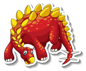 Canvas Print - Stegosaurus dinosaur cartoon character sticker