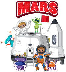 Wall Mural - Mars word logo design with astronaut