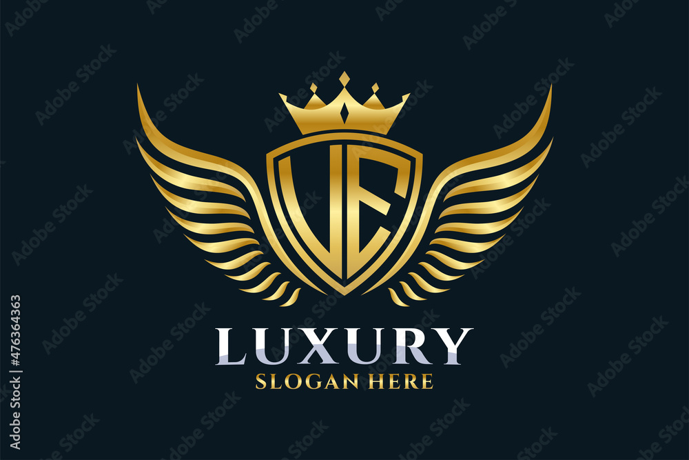 Luxury royal wing Letter UE crest Gold color Logo vector, Victory logo ...