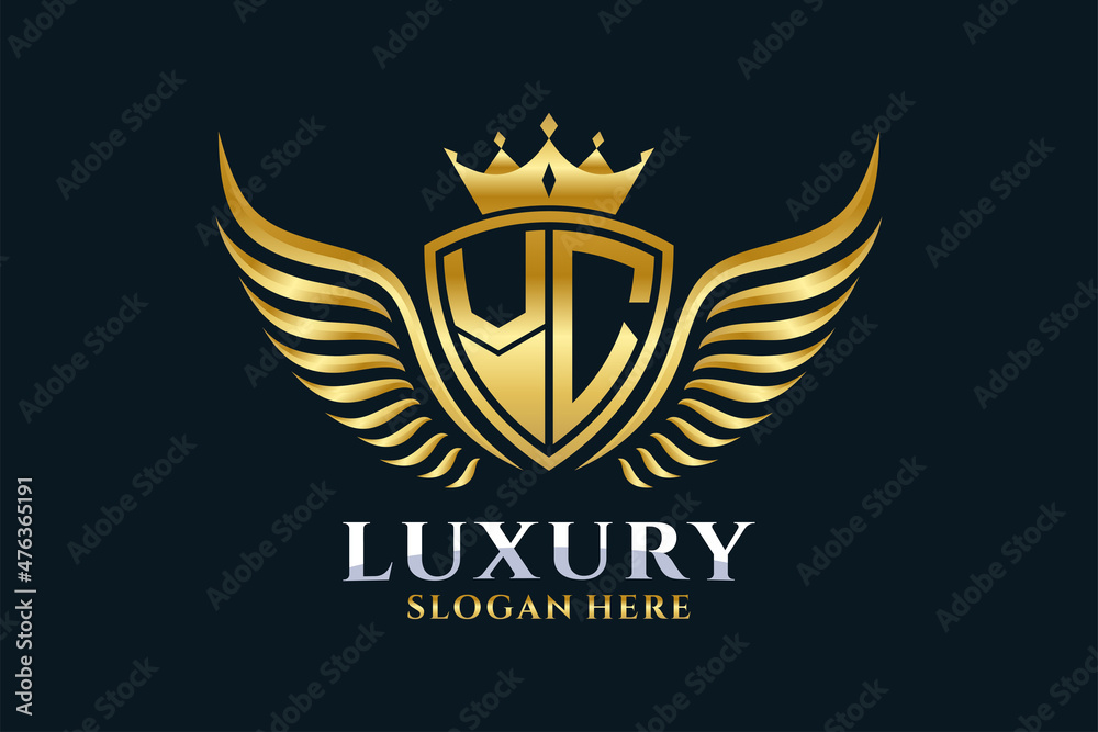 Luxury royal wing Letter VC crest Gold color Logo vector, Victory logo ...