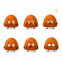 Sticker - Cartoon character of orange jelly gummy candy with what expression