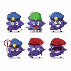 Canvas Print - A dedicated Police officer of fish purple gummy candy mascot design style