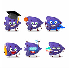 Sticker - School student of fish purple gummy candy cartoon character with various expressions