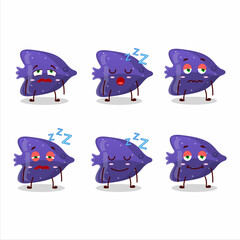 Wall Mural - Cartoon character of fish purple gummy candy with sleepy expression