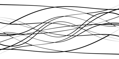 Poster - Abstract curved waves black graceful lines stripes stock illustration