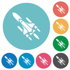 Poster - Space shuttle with launchers flat round icons