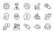 © blankstock - People icons set. Included icon as Global business, Rotation gesture, Safe time signs. Face search, Friends couple, Teamwork symbols. Businessman person, Myopia, Touchscreen gesture. Vector