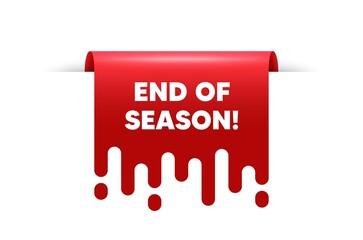 End of Season Sale. Red ribbon tag banner. Special offer price sign. Advertising Discounts symbol. End season sticker ribbon badge banner. Red sale label. Vector