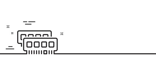 Ram line icon. Computer random-access memory component sign. Minimal line illustration background. Ram line icon pattern banner. White web template concept. Vector