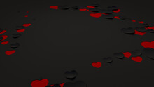 Black And Red Valentine's Day Wallpaper With Cut-out Love Hearts. Paper Heart Background With Copy Space. 