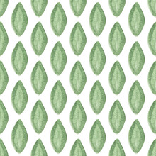 Seamless Pattern With Hand-drawn Watercolor Green Leaves. Abstract Background. Organic, Natural, Freshness Concept For Textile, Print, Etc.