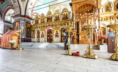 Sticker - Interior of the Orthodox Cathedral of the Beheading of John the Baptist in Zaraysk, Russia